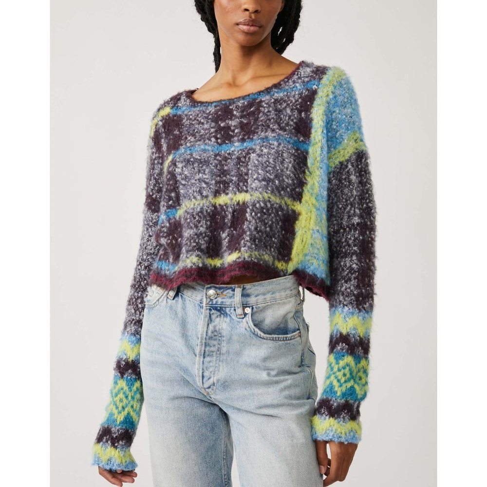 Free People Multicolor Fuzzy Sweater